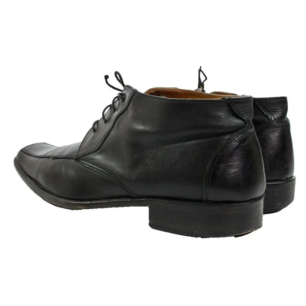Vero Cuoio Black Leather Ankle Boots Men's Size 41 Made in Italy